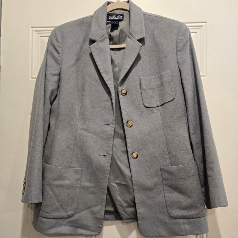 Women's Land's End Cashmere Wool Mid Gray Blazer, Size 6P